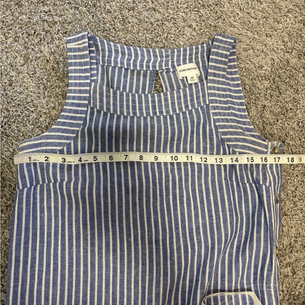 NWOT ForCynthia Linen Denim Blue and White Stripe Dress - XS/S - Picture 9 of 10